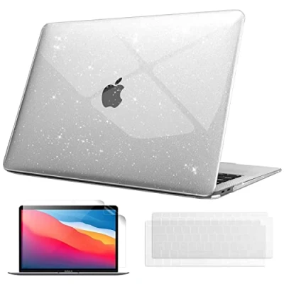 Immagine di FINTIE Custodia Compatibile con MacBook Air 13 A2337 (M1) / A2179 A1932 (2020 2019 2018) Cover Rigid Protettivo Guscio Case 2 Tastiera &amp; 1 Proteggi Schermo, Shining Transparent