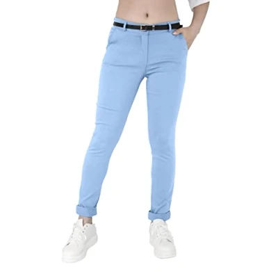 Immagine di JOPHY &amp; CO. Pantalone Elasticizzato Donna Chino con Cintura (cod. 3008) (Celeste, XL)