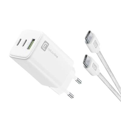 Immagine di cellularline Multipower 65W Kit Caricabatterie da Rete + Cavo USB C to Incluso per Tablet, Smartphones e Laptop Bianco