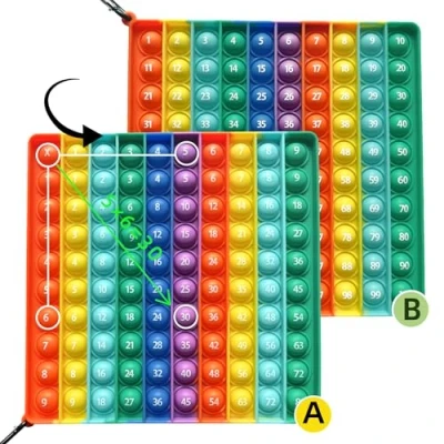 Immagine di KICOSOADT Pop it,Popit XXL Giocattolo,Arcobaleno Giocattolo,Push Bubble Fidget Sensory Giocattolo Per bambini e adulti,Giocattolo l&#039;apprendimento di 1 100 Numeri (1 moltiplicazione)