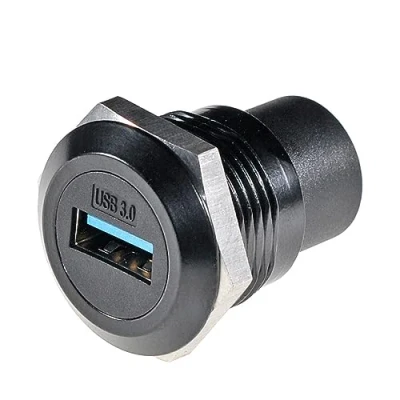 Immagine di HangTon Confezione da 5 accoppiatori USB 3.0 con connettore impermeabile per paratia, cavo circolare in linea femmina a