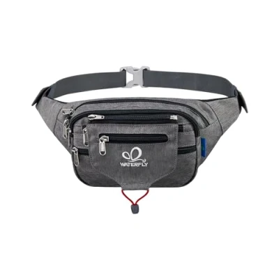 Immagine di Waterfly marsupio per uomo e donna, grande con tasche multiple corsa, escursionismo, campeggio, allenamento, ciclismo, Grigio chiaro, M, Scomparti multipli