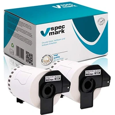 Immagine di specmark 2 rotoli di etichette singole compatibili con Brother DK 22243 102 mm x 30,48 m per tutte le stampanti QL 570 700 800