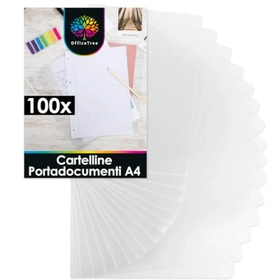 Immagine di OfficeTree 100x Buste a L Trasparenti A4 Cartellette Cartellina Trasparente Cartelline Plastica Made in Germany