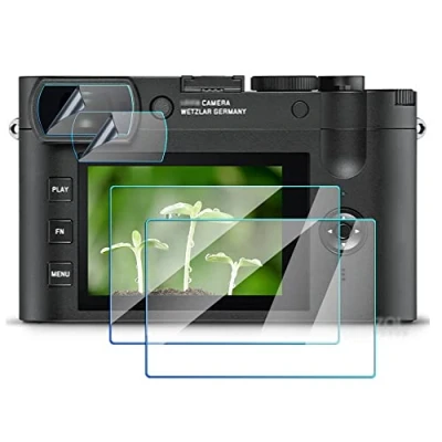 Immagine di FANZR Pellicola protettiva compatibile con mirino Leica Q2 + schermo LCD, 0,3 mm, durezza 9H, vetro temperato antigraffio (confezione da 2 2)
