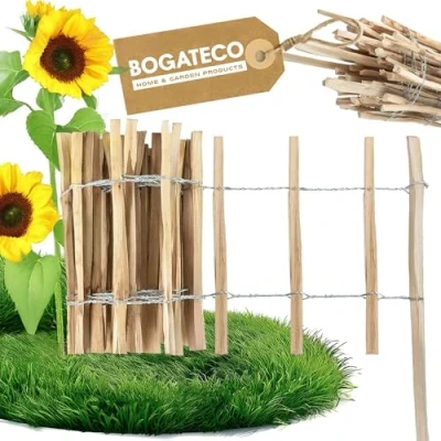 Immagine di BOGATECO Hazel Recinzione di Legno 500 CM Lunghezza e 60 Altezza Distanza tra Le Rotaie 7 8 Perfetto Come per Giardini Laghetti può Essere Supporto Viti