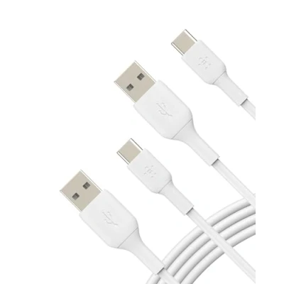 Immagine di Belkin BoostCharge Cavo da USB C a A, C, Type per iPhone 15, Plus, Pro, Pro Max, Samsung Galaxy S24, Pixel, iPad Nintendo Switch e altri 1 m, confezione 2 bianco