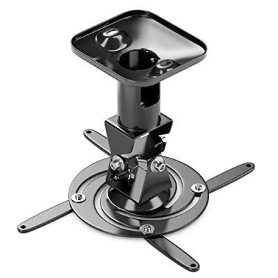 Immagine di deleyCON Universal Beamer Supporto per Proiettore a Soffitto + 25 Inclinabile 360 Orientabile Resistente Fino 15kg 215mm Nero