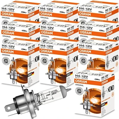 Immagine di Osram 10 lampadine originali H4, 60/55 Watt, 12 Volt, per auto, Bilux