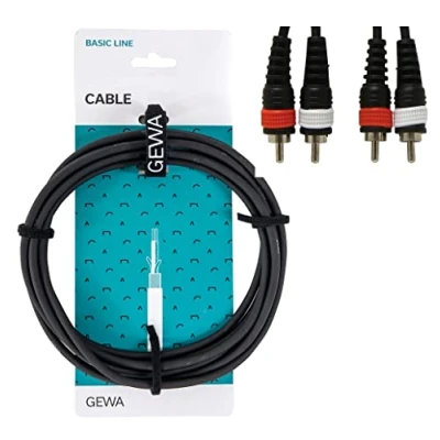 Immagine di GEWA Twinkabel Basic Line 3m, nero, 2x Cinch Cinch, 190195