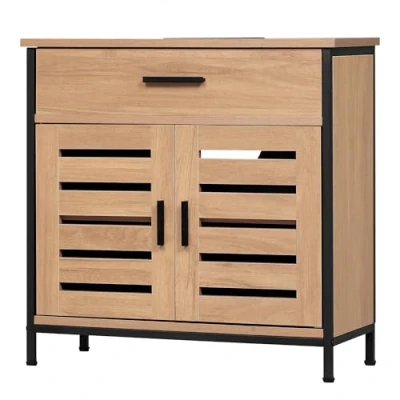 Immagine di EUGAD Mobiletto, Mobile Lavabo, Bagno, con 1 Cassetto Grande, 2 Ante a Ribalta, Ripiano Regolabile, MDF, 60x30x60cm, Rovere Chiaro