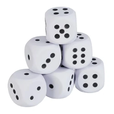 Immagine di Relaxdays Dadi Giganti Gommapiuma, Set da 6 Cubi in Spugna, Giocattolo per Bambini, Morbidi, HLP 7,5x7,5x7,5 cm, Bianco