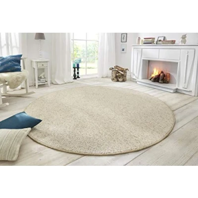 Immagine di BT Carpet Wolly Tappeto Rotondo, ø133 cm, in Polipropilene, Colore Panna, 133.0 x 0.12 cm
