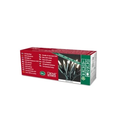 Immagine di Konstsmide 6302 100 Mini catena luminosa a LED, 35 diodi luce bianca calda, design retro, 230 V, 2,66 W, per interni, cavo verde