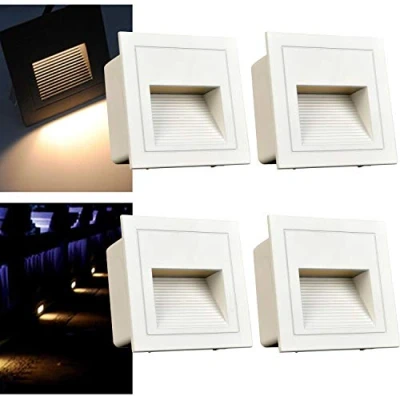 Immagine di Arotelicht 4Pcs Applique LED da incasso per scale, 3W Bianco caldo 3000K IP65, Segnapasso LED, Luce scale 230V, Interno esterno giardino viale gradini, Alluminio