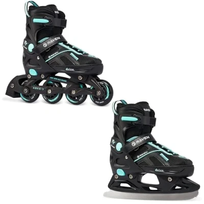 Immagine di RAVEN 2in1 Pattini in linea Inliner Pulse regolabile (Nero/Ciano, 40 43(25,5cm 28cm))