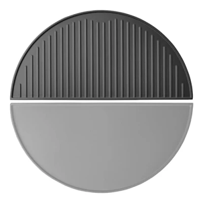 Immagine di Wiltec Piastra in ghisa rigata, forma a mezza luna, 49,8 x 24 1,5 cm, griglia per barbecue, bistecchiera, ideale grigliare carne, pesce, verdure