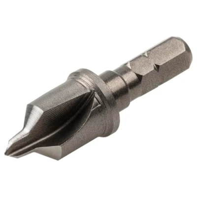 Immagine di wolfcraft Svasatore HSS con arresto di profondità, Ø 10 mm, codolo esagonale I 4382000 2 funzioni in 1 per la preparazione avvitamenti metallo e plastica