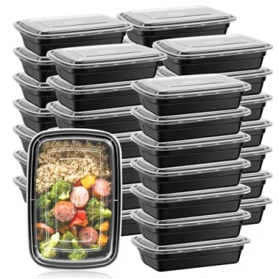 Immagine di 50Pcs Contenitori per la Preparazione dei Pasti da 900ml Contenitore Frutta con Coperchi Portatile Cibo Asporto Picnic