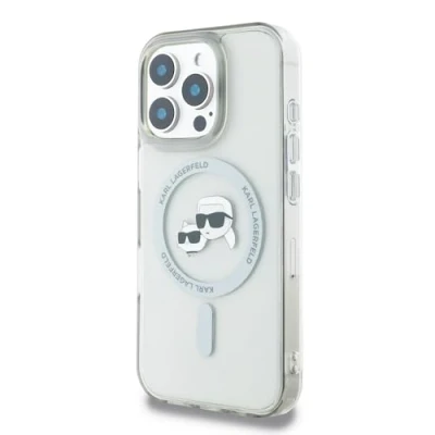 Immagine di Karl Lagerfeld Custodia compatibile con iPhone 16 Pro Max Back Cover hul Magsafe IML Metal Bianco