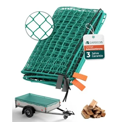 Immagine di CargoVA® Rete per rimorchio intelligente, 2 x 3,5 m, con corda in gomma e marcatura degli angoli, una perfetta protezione del carico