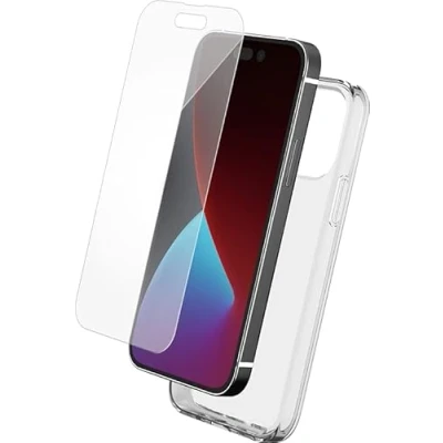 Immagine di BIGBEN Confezione di protezione per iPhone 14 Pro MAX trasparente e proteggi schermo in vetro temperato 2,5D