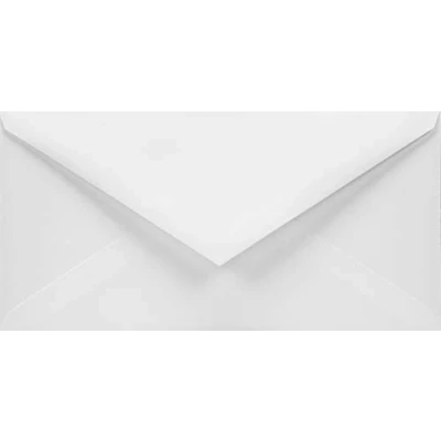 Immagine di Netuno 50 buste lettera lunghe bianche formato DL 110x220mm 120g Aster Smooth White americane per feste compleanno matrimonio taglio a punta