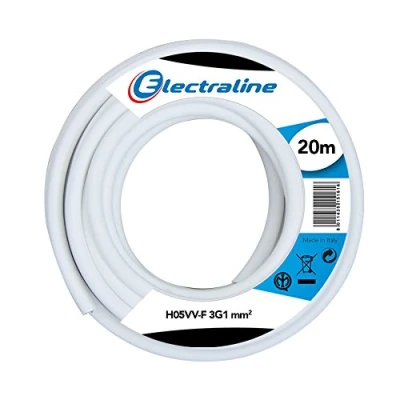 Immagine di Electraline 11725 H05VV F Cavo per Prolunghe, 3G 1 mm², Lunghezza 20 m, Bianco