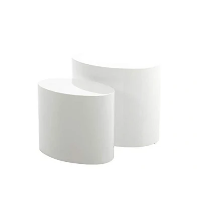 Immagine di AC Design Furniture Rico Tavolini da Caffè Set di 2, Alt.: 40 x L: 48 P: 33 cm e 24,5 cm, Bianco, Legno, 2 pz