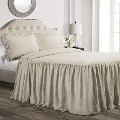Immagine di Lush Decor set di biancheria da letto con gonna a volant, 3 pezzi, lussuoso in stile rustico, elegante e affascinante, senza tempo design classico, morbido