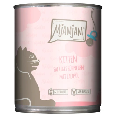 Immagine di MjAMjAM Kitten 6 x 800 g Alimento umido per gatti Pollo &amp; Olio di Salmone