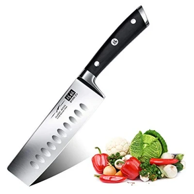Immagine di SHAN ZU Coltello da Cucina 16.5cm Giapponese Nakiri Coltelli per Verdure Professionali Chef Acciaio Inossidabile Tedesco Affilata Multiuso con Manico in legno di Pakkawood