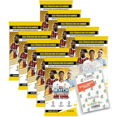 Immagine di Pacchetto con Match Attax CL 2024/25 Trading Cards 10 Booster + buste esclusive Collect it