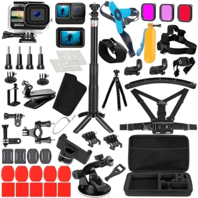 Immagine di Koosir Accessori Kit per Gopro Hero 13 12 11 10 9 Custodia Impermeabile Nero Silicone Casco Cinghia di Vetro Protezione dello Schermo Go pro Hero13 Hero12 Hero11 Hero10 Hero9