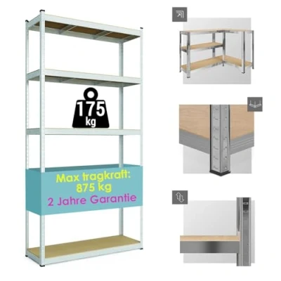 Immagine di SMART REGALY Scaffalatura per carichi pesanti Shelf Rack Scaffale 50 cm di profondità Numero ripiani: 5 200 x 90 Capacità carico dei 175 kg