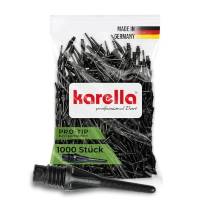 Immagine di Karella Pro Tip Punte per freccette morbide con filettatura 2BA, 1000 pezzi, colore: Nero