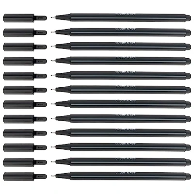 Immagine di D.RECT Fineliner 12 Pezzi Penne Punta Fine, Tratto Pen, Pennarello Adatto all&#039;uso Quotidiano Larghezza di Circa 0,4 mm Nero