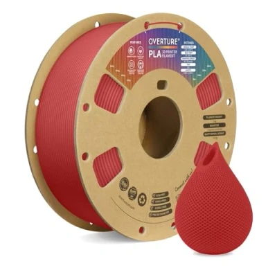Immagine di OVERTURE Filamento PLA 1.75mm, 1kg Bobina(2.2lbs), Precisione Dimensionale +/ 0.03 mm, per Stampante 3D (Rosso Fresco)