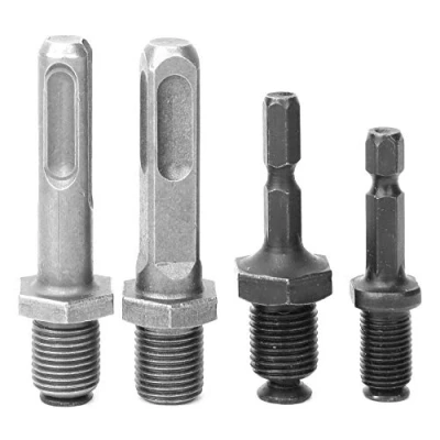 Immagine di 4 Pezzi Adattatore per Mandrini Trapano Strumento di Potere Drill Chuck Connector Quadrato Esagonale con Codolo Tondo Conversione Stelo