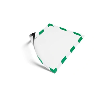 Immagine di Durable 4944131 Duraframe Security, Cornice Espositiva Adesiva per la Segnaletica di Sicurezza, Formato A4, Confezione da 2 Pezzi, Verde/Bianco