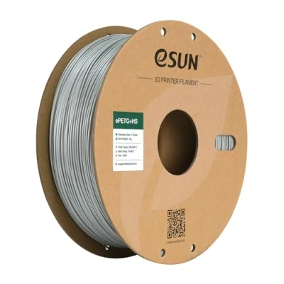 Immagine di eSUN PETG 1,75 mm Filamento, filamento per stampante 3D ad alta velocità PETG+HS, precisione dimensionale +/ 0,03 mm, bobina da 1 kg (2,2 libbre) stampanti, argento solido