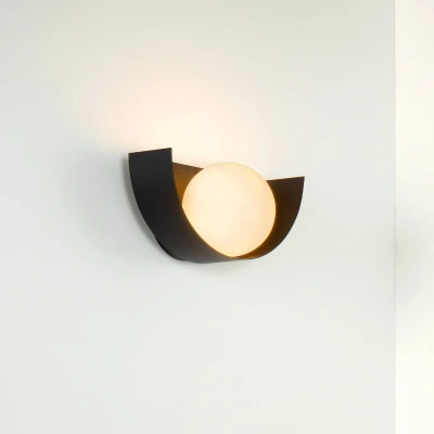 Immagine di Lucide Applique Benni con sfera di vetro, nero