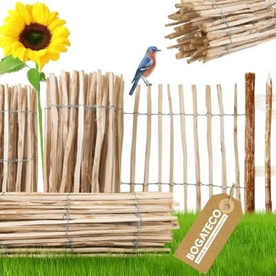 Immagine di BOGATECO Hazel Recinzione di Legno 500 CM Lunghezza e 60 Altezza Distanza tra Le Rotaie 4 5 Perfetto Come per Giardini Laghetti può Essere Supporto Viti