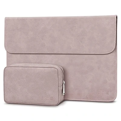 Immagine di TECOOL 13 Pollici Custodia PC Portatile, Borsa Sleeve Protettiva in EcoPelle per 2022 MacBook Air M2, M1 2020 2018,2022 Pro M2 2016,Surface X 7 3,XPS Rosa