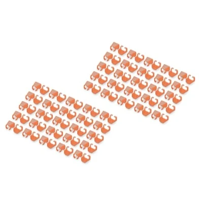 Immagine di DIGITUS Clip Colorate per Cavi Patch RJ45 organizzazione cromatica dei di Rete 100 Pezzi LAN Cat 5e, 6 e 6A AWG da 24/7 a 27/7 Arancione