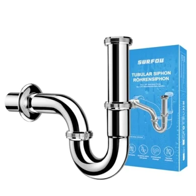 Immagine di SURFOU Sifone Lavabo Bagno G 1 1/4&quot;, Lavandino Sifonato, Kit di Drenaggio per in Acciaio Inox, Tubo Scarico, Componente Drenaggio, set Accessori il Bagn Lavello
