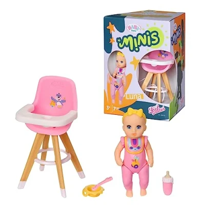Immagine di BABY born Minis Playset Seggiolone con Luna 906125 Bambola da 6.5 cm accessori e corpo mobile per un gioco realistico Adatto bambini dai 3 anni in su