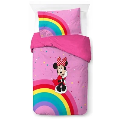 Immagine di Jay Franco Set copripiumino singolo Disney Minnie Mouse Rainbow 100% cotone include federa 50 x 70 cm