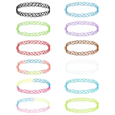 Immagine di MXTIMWAN 12 Pezzi Girocollo Collane Set di a per Ragazza donna e Bambina (Gioielleria alla Moda, Bigiotteria) Colorato
