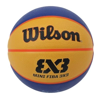 Immagine di Wilson, Pallone da basket, FIBA 3x3 Mini, Misura 3, Blu/Giallo, Gomma, Uso all&#039;interno e all&#039;esterno, WTB1733XB